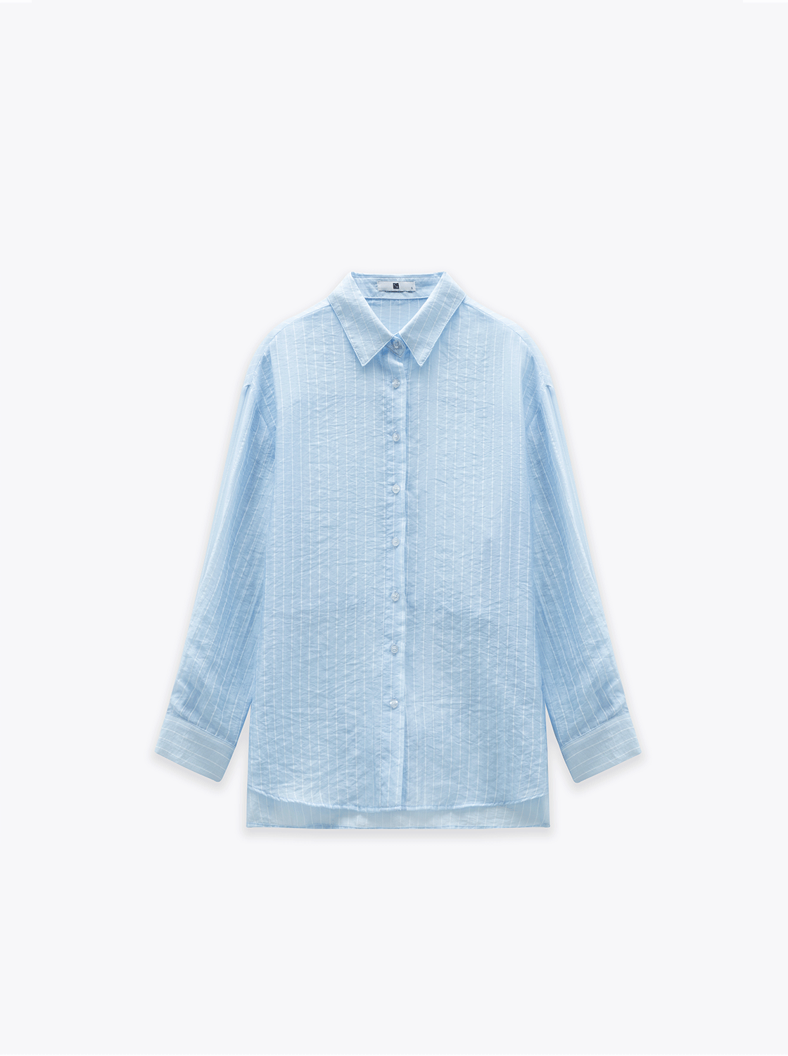 條紋輕透綁帶寬鬆襯衫