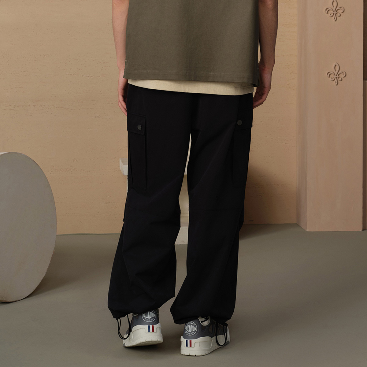 男裝 PALLADIUM LOGO 寬鬆連腰帶長褲