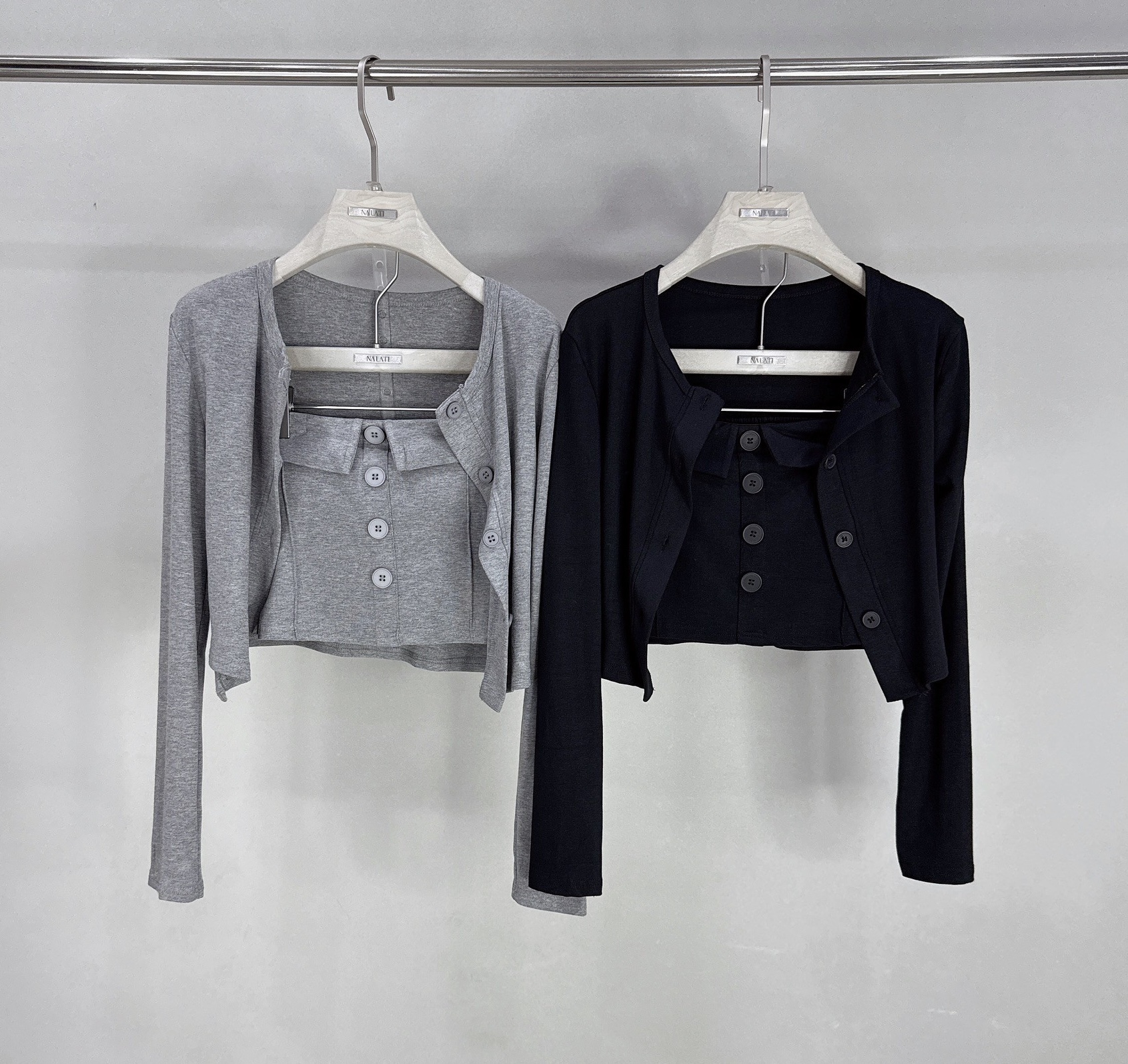 平口反領排釦罩杯背心+小外套