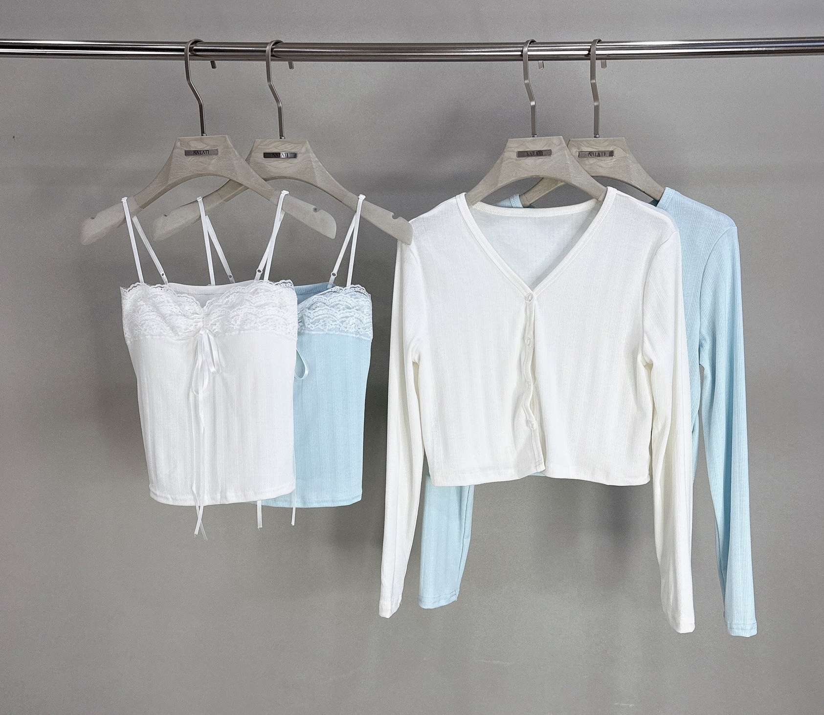 肩可調接蕾絲罩杯背心+外套