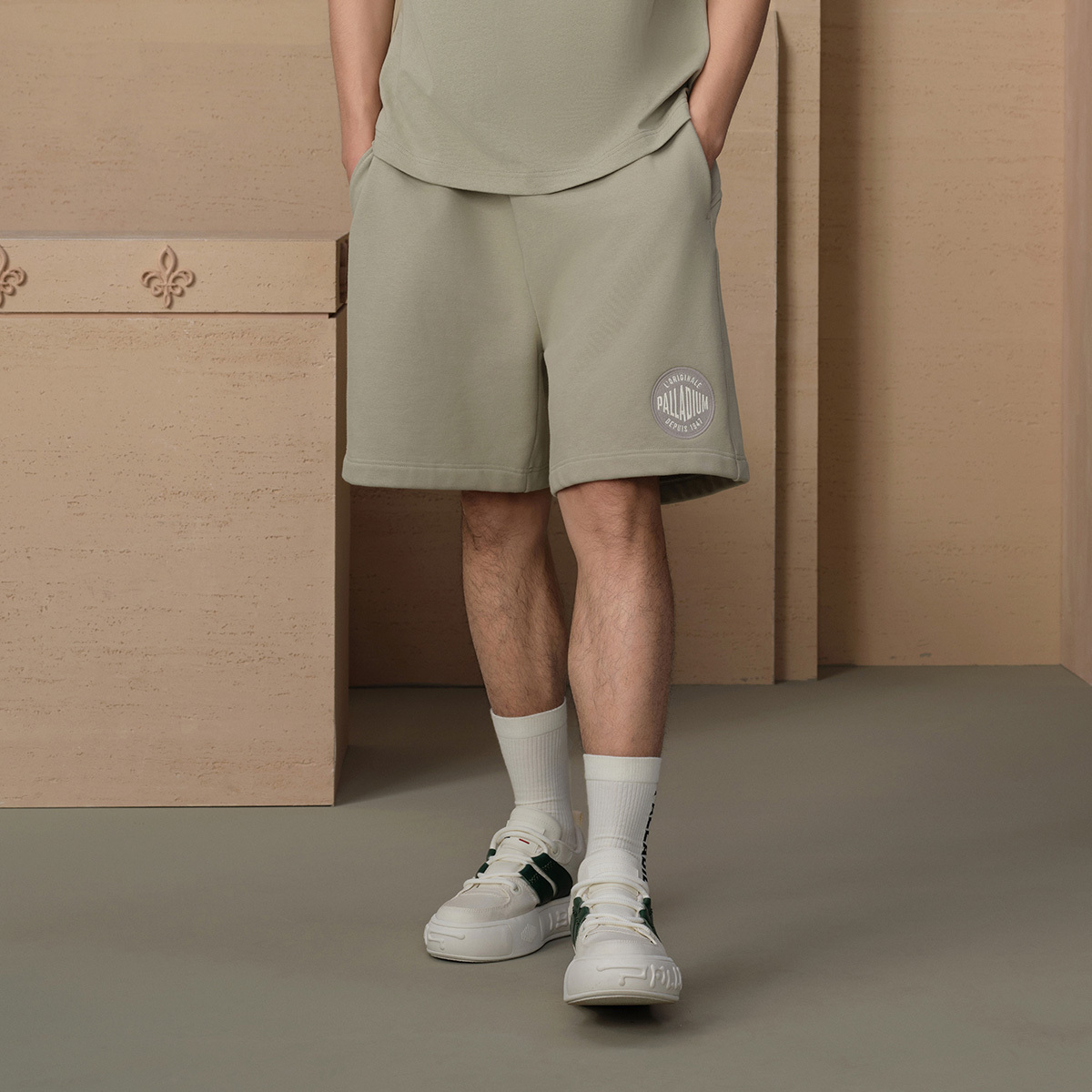 男裝復古 PALLADIUM LOGO 寬鬆短褲