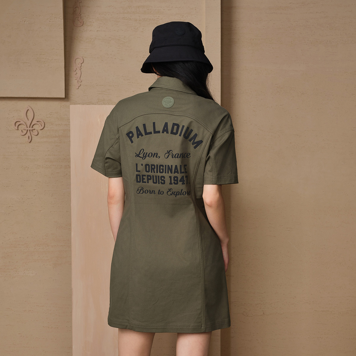 女裝 PALLADIUM LOGO 落肩口袋連身裙