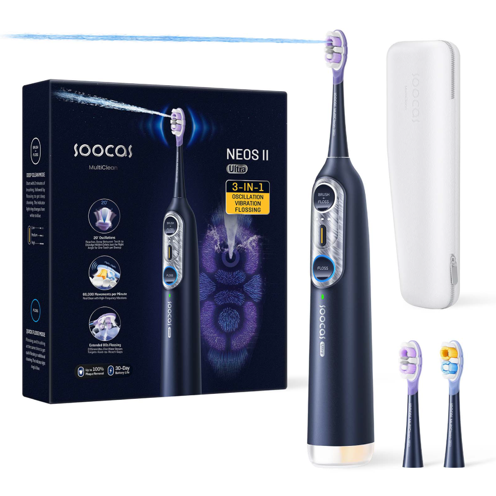 Soocas NEOS II Ultra 全效沖牙音波電動牙刷 (午夜藍/香檳金)