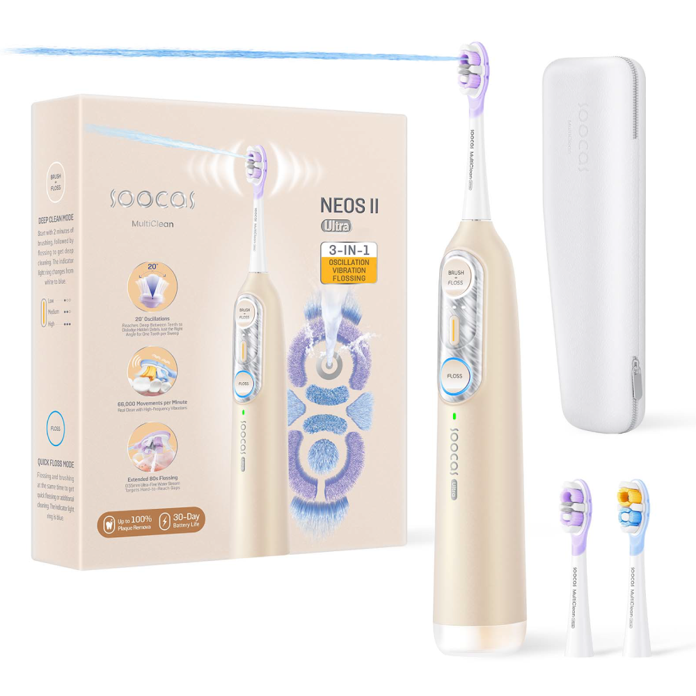 Soocas NEOS II Ultra 全效沖牙音波電動牙刷 (午夜藍/香檳金)