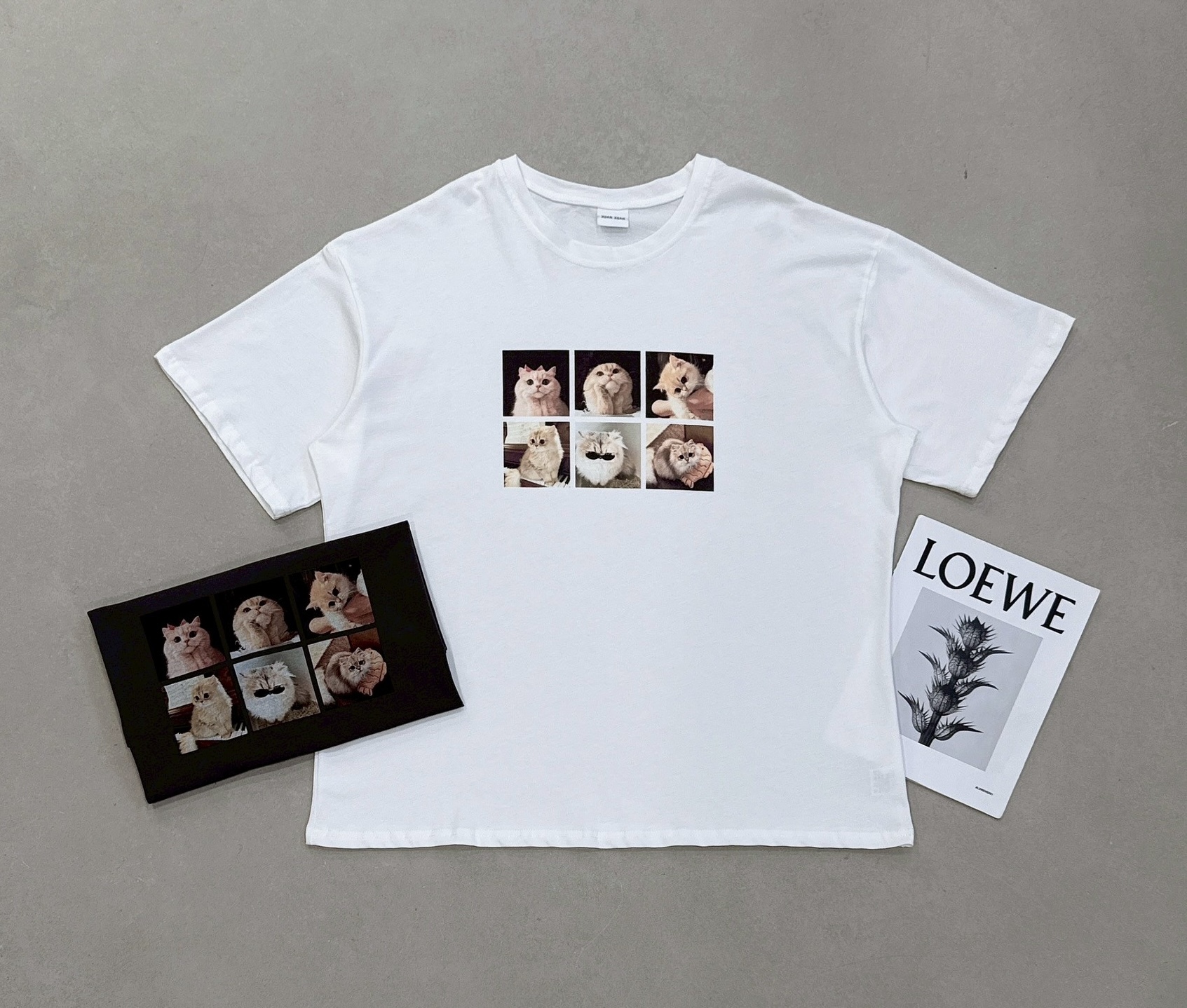 六格趣味貓咪圖片棉質衣