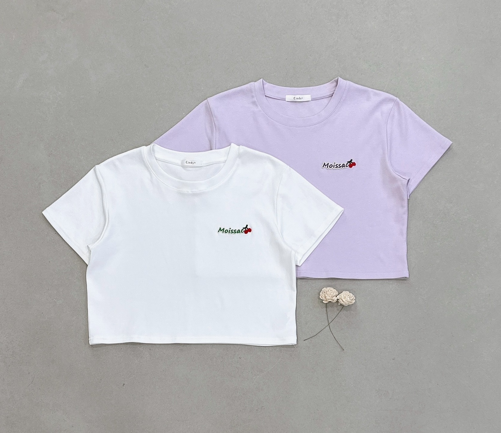 胸口櫻桃刺繡棉質上衣