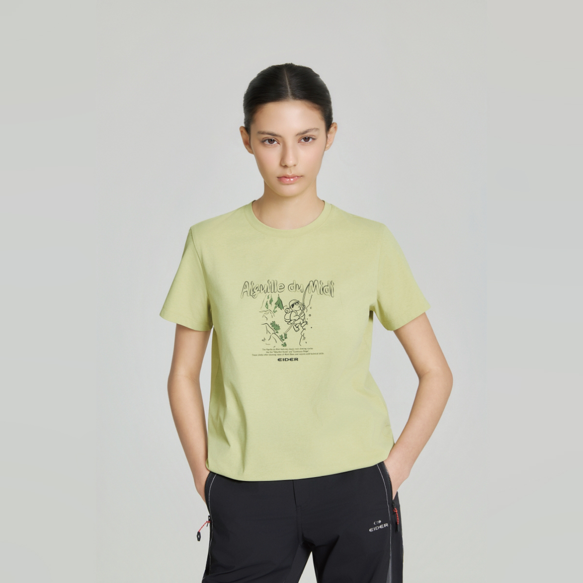 【EIDER】女Heritage圓領排汗上衣/26EDWM26234-[橄欖綠、印花白]