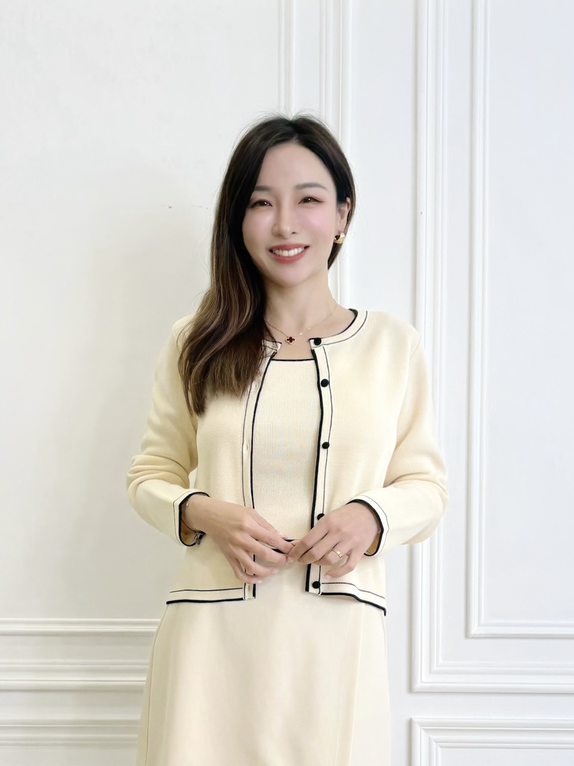 小香風經典撞色滾邊針織套裝