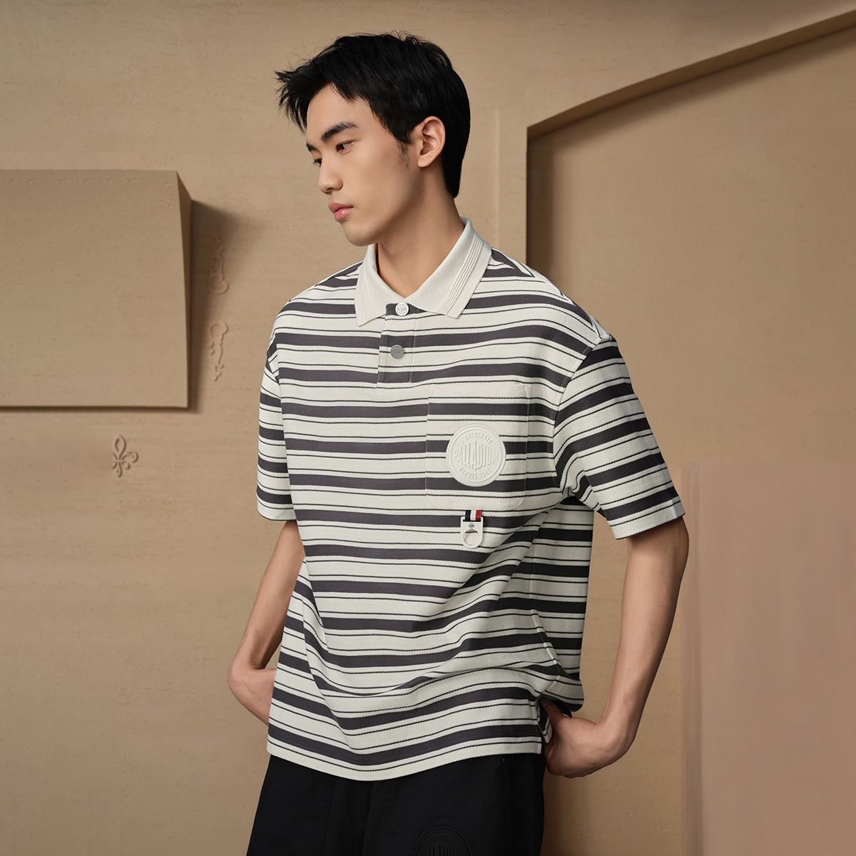 男裝 PALLADIUM LOGO 間紋全棉POLO裇
