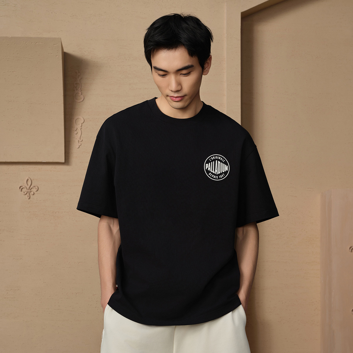 男裝 HERITAGE PALLADIUM LOGO 寬鬆落肩全棉T裇