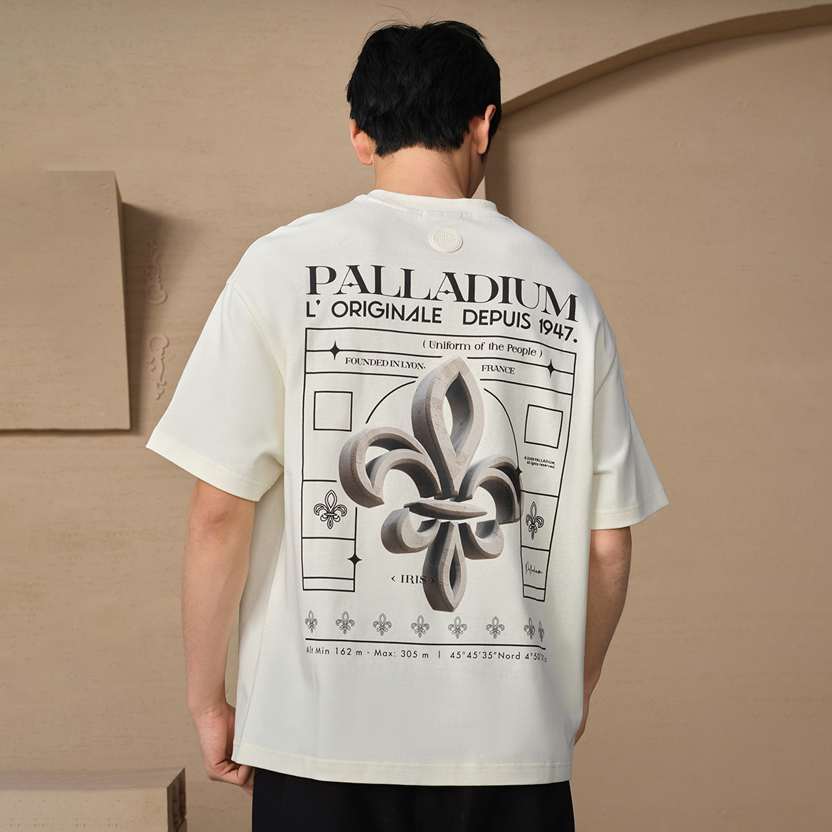 男裝復古 PALLADIUM LOGO 寬鬆落肩全棉T裇