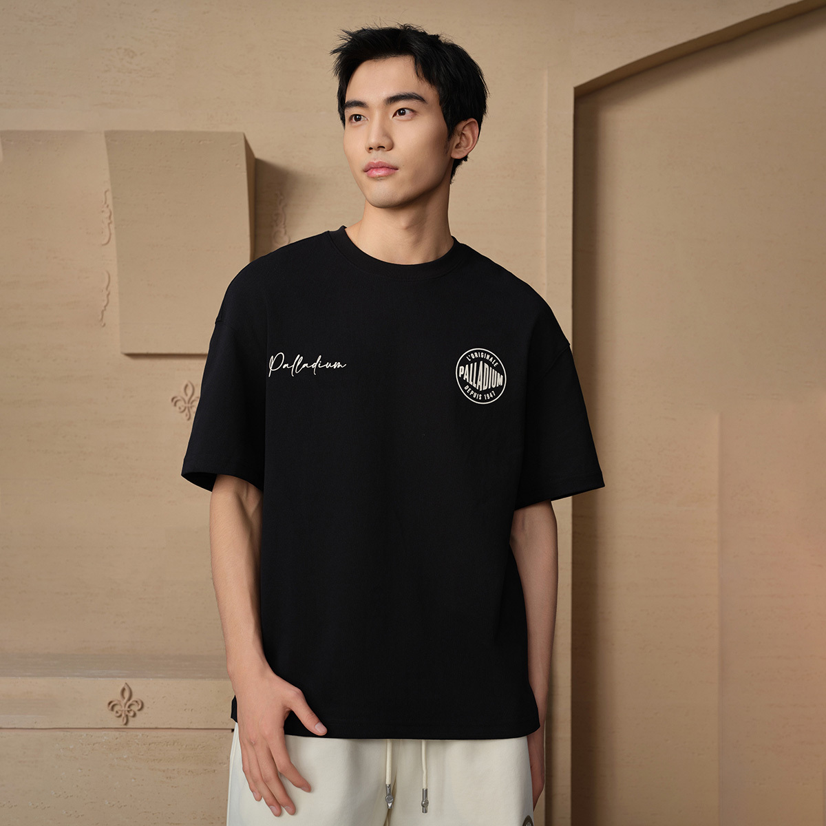 男裝復古 PALLADIUM LOGO 寬鬆落肩全棉T裇