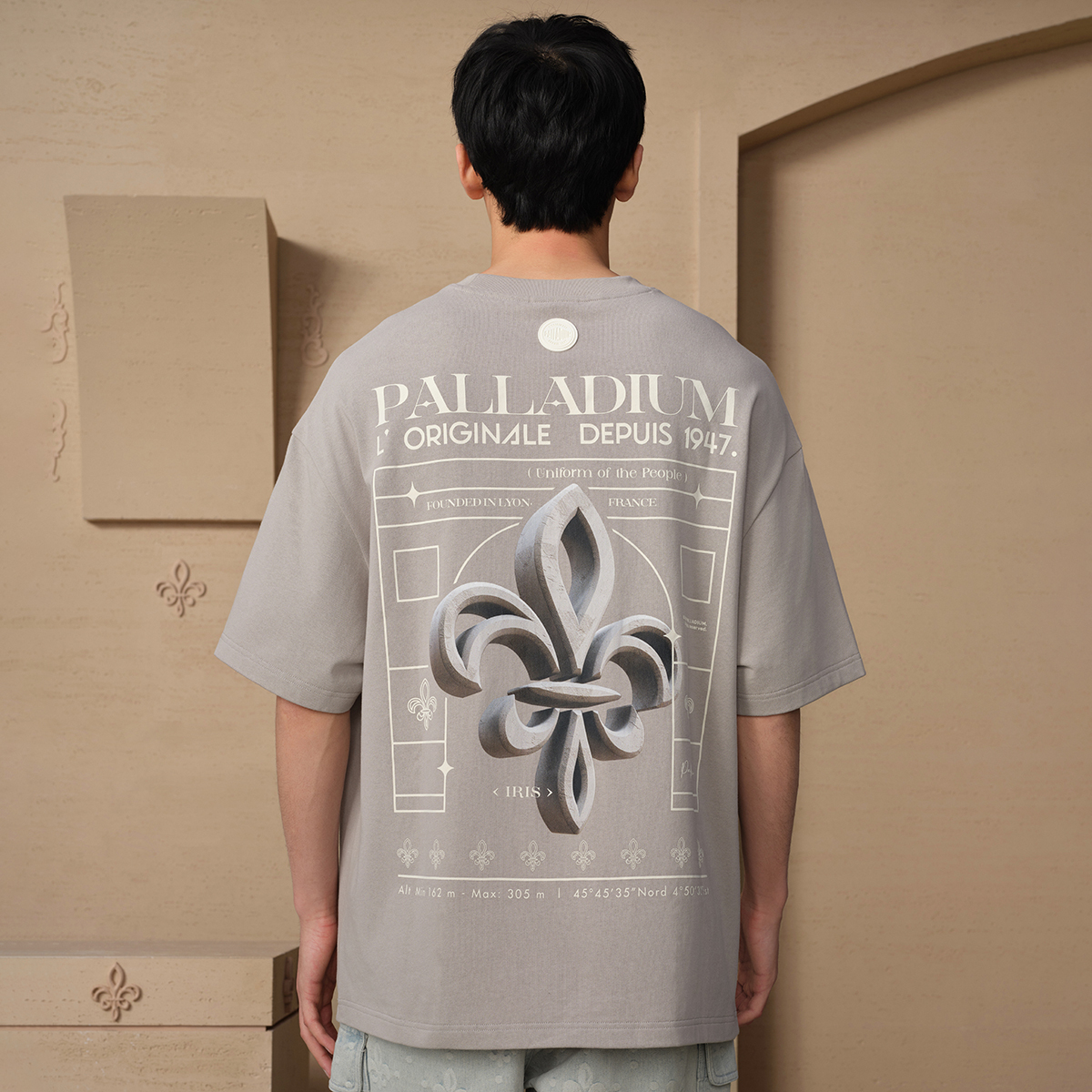 男裝復古 PALLADIUM LOGO 寬鬆落肩全棉T裇
