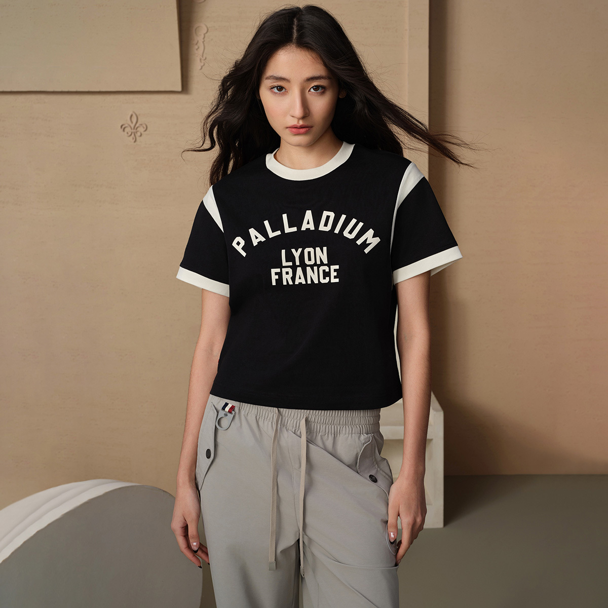 女裝復古PALLADIUM LOGO 撞色全棉T裇