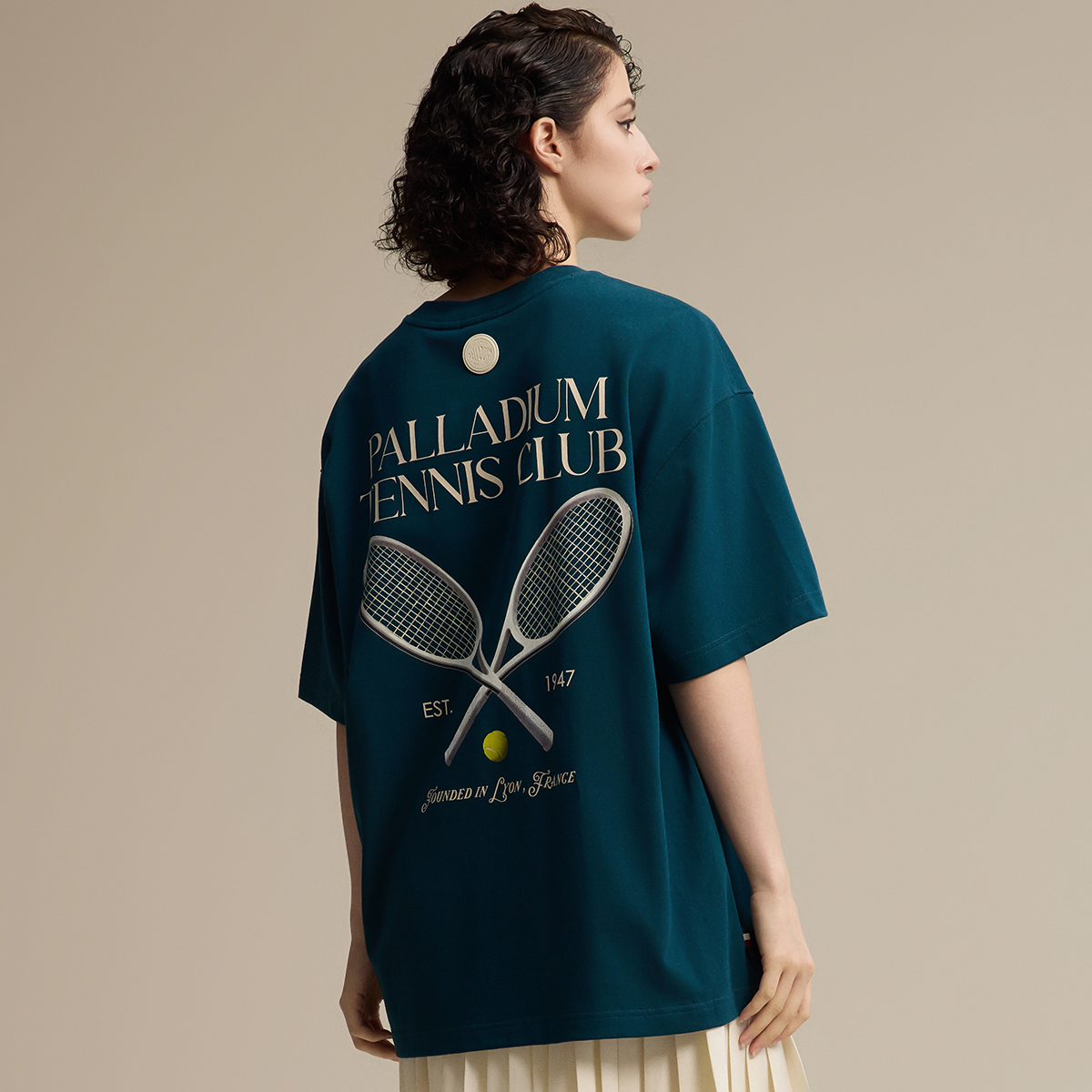 男裝 TENNIS CLUB LOGO 寬鬆落肩全棉T裇