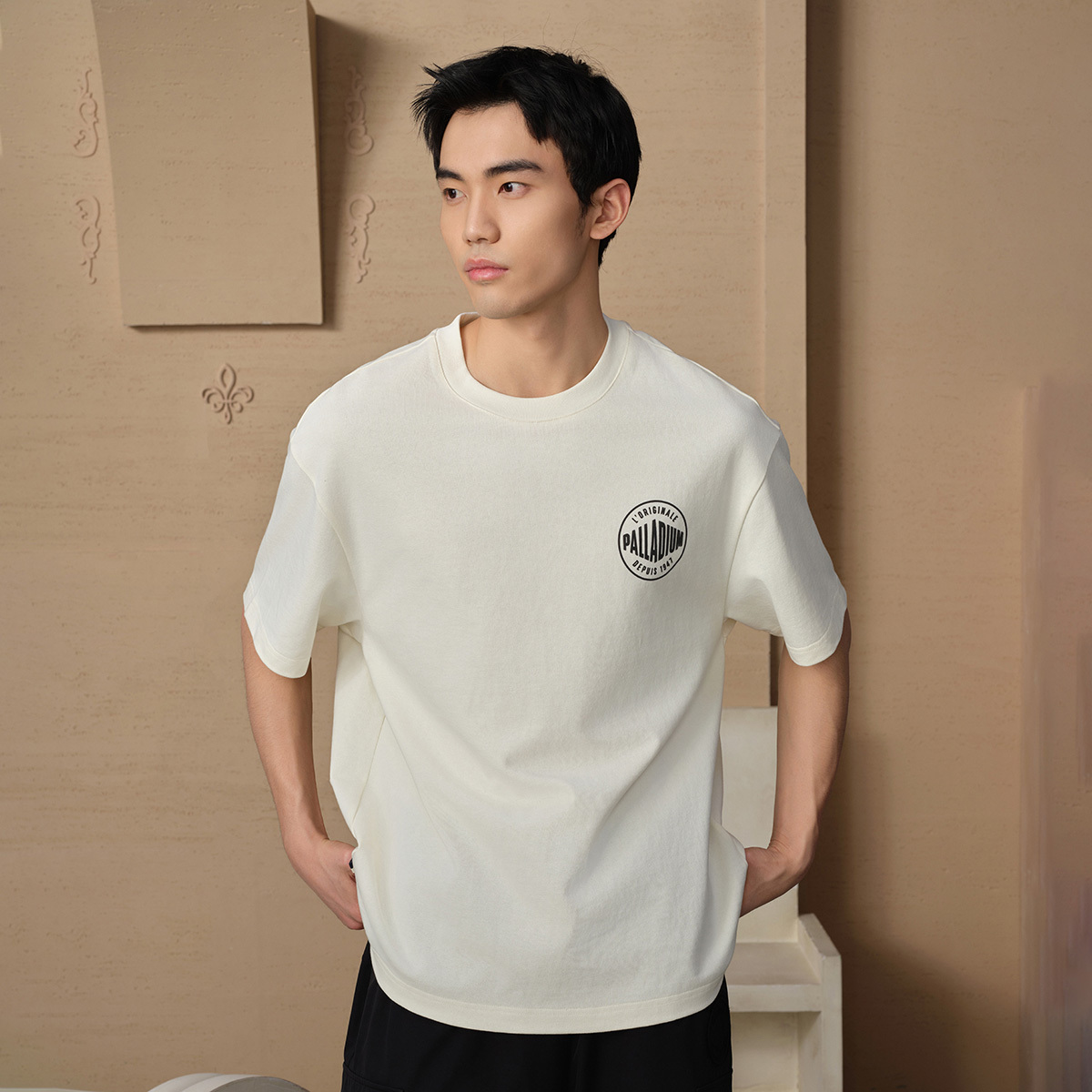 男裝 HERITAGE PALLADIUM LOGO 寬鬆落肩全棉T裇