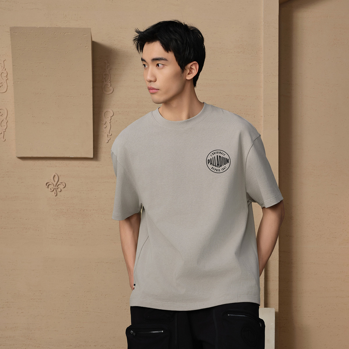 男裝 HERITAGE PALLADIUM LOGO 寬鬆落肩全棉T裇