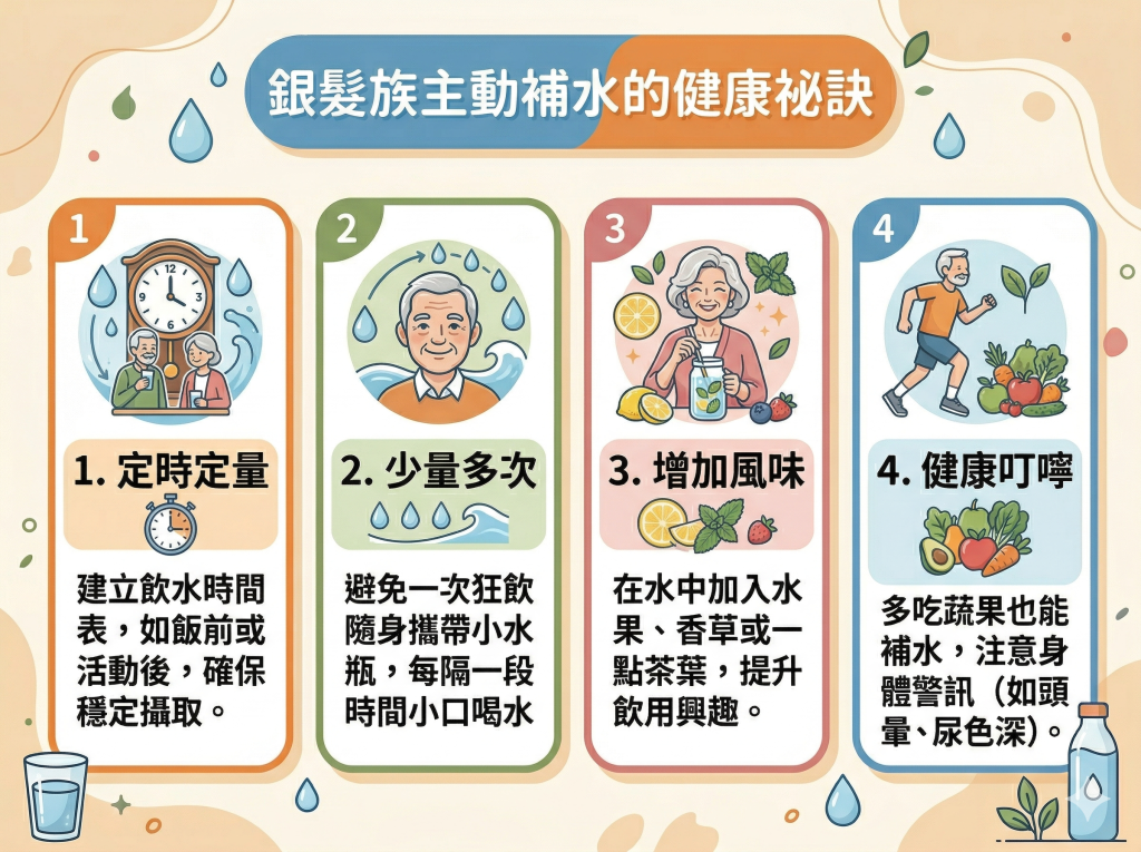 銀髮族主動補水的健康秘訣