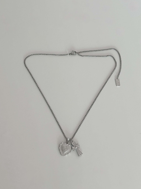 （現貨）韓牌 OFUSE matt heart cross necklace 項鍊 OFUSE01