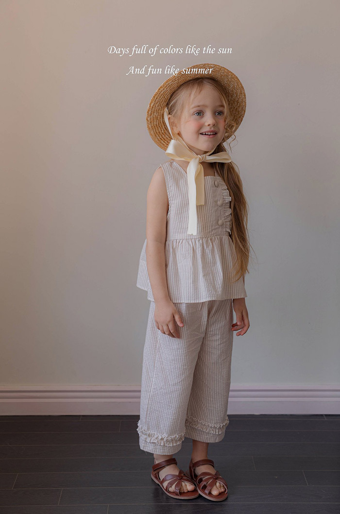 正韓夏mkids 兩色甜美花邊直筒褲