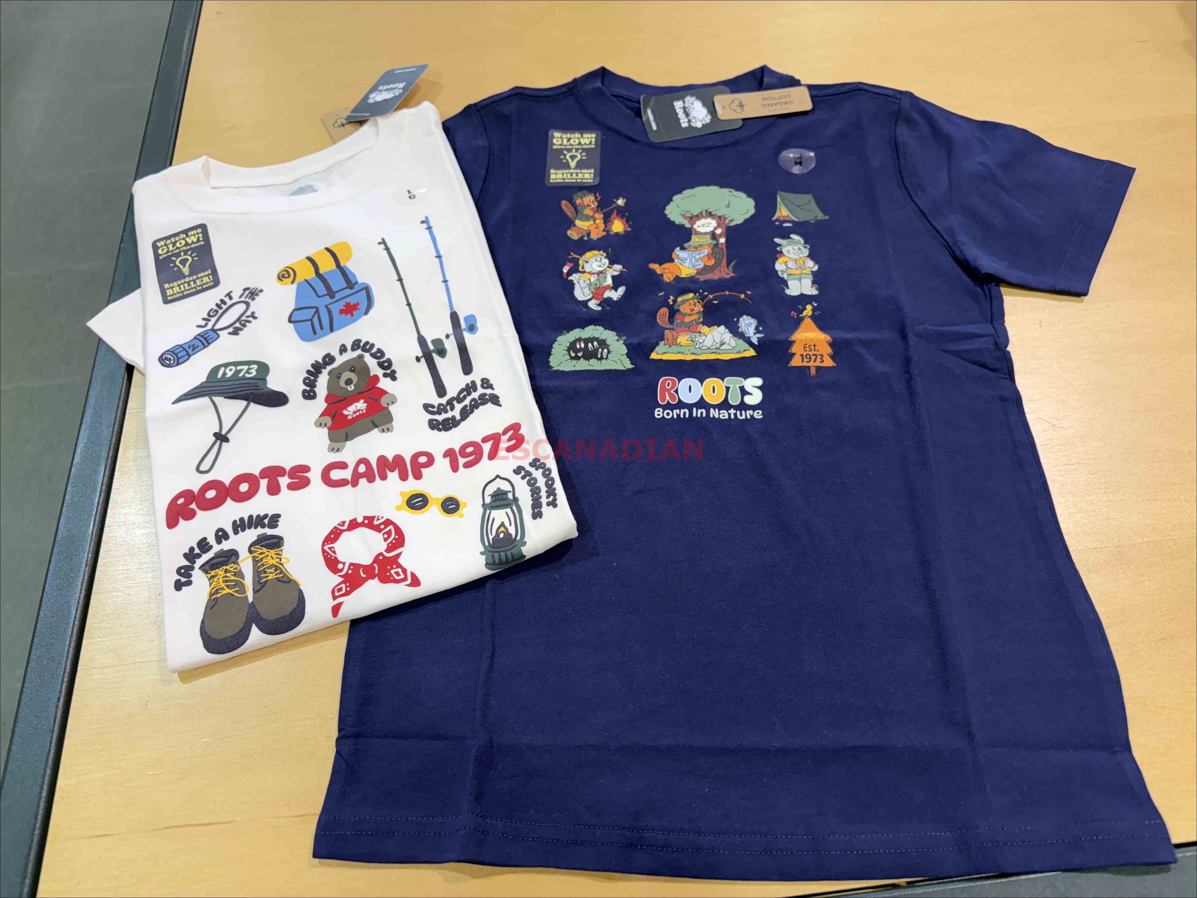 ROOTS 大童 戶外系列 夜光圖案 短TEE (2色)