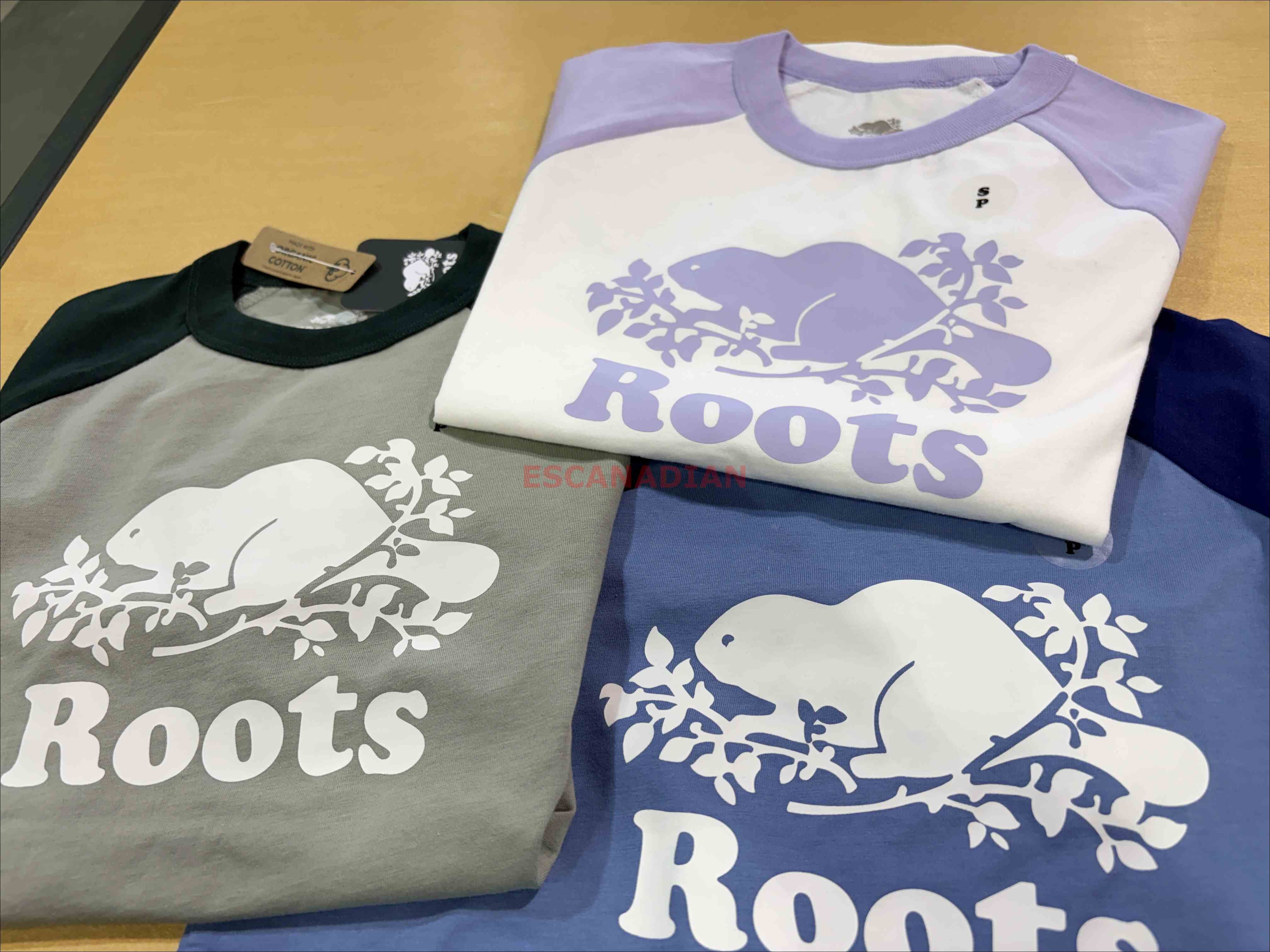 ROOTS 大童 經典海狸 拼接棒球袖 短TEE (3色)