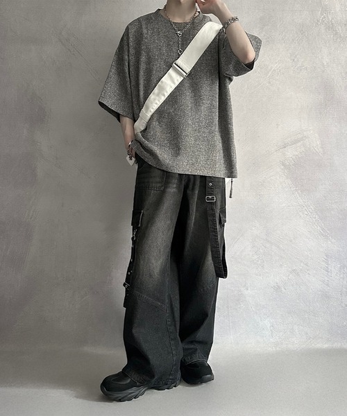 【預購】J0409604 SERACE粗花呢短袖T｜側邊拉鍊設計｜質感面料｜寬鬆版型｜男女通用 SERsc1214 2款