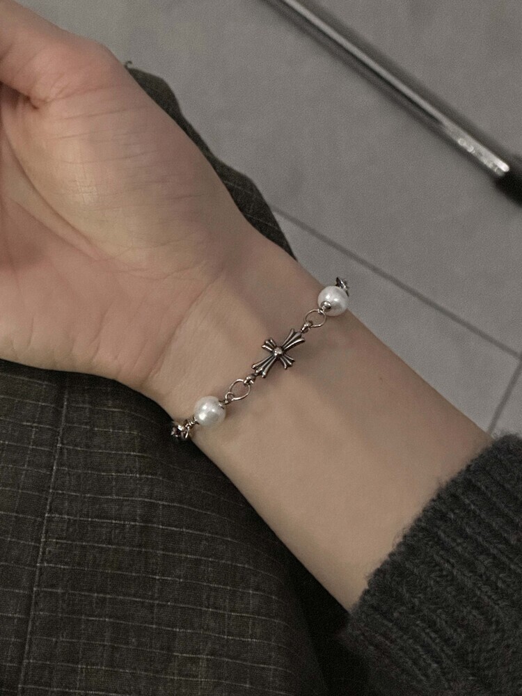 （現貨）韓牌 OFUSE pearl drop bracelet(cross) 手鏈 OFUSE03