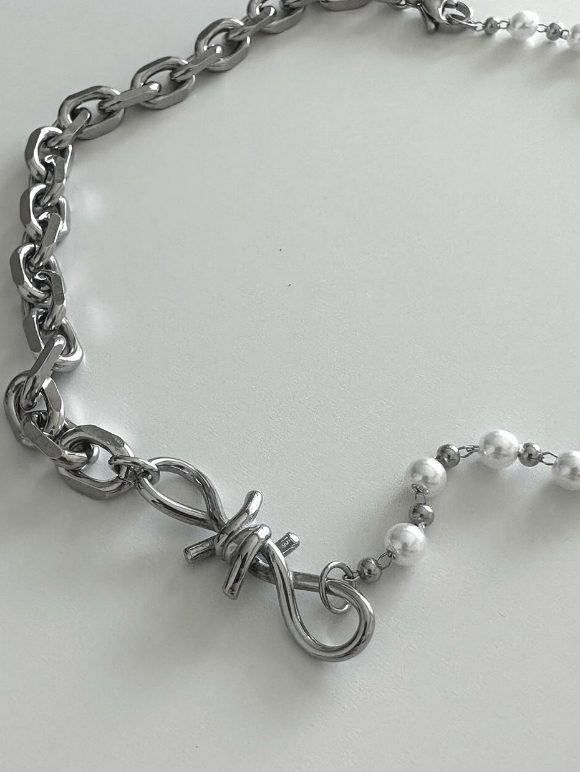 （現貨）韓牌 OFUSE wire pearl choker 項鍊 OFUSE04