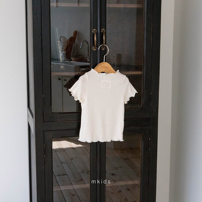 正韓夏mkids 四色蕾絲小標捲邊上衣