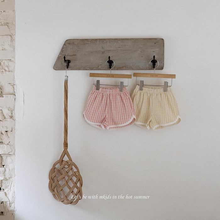 正韓夏mkids 兩色清新方格短褲