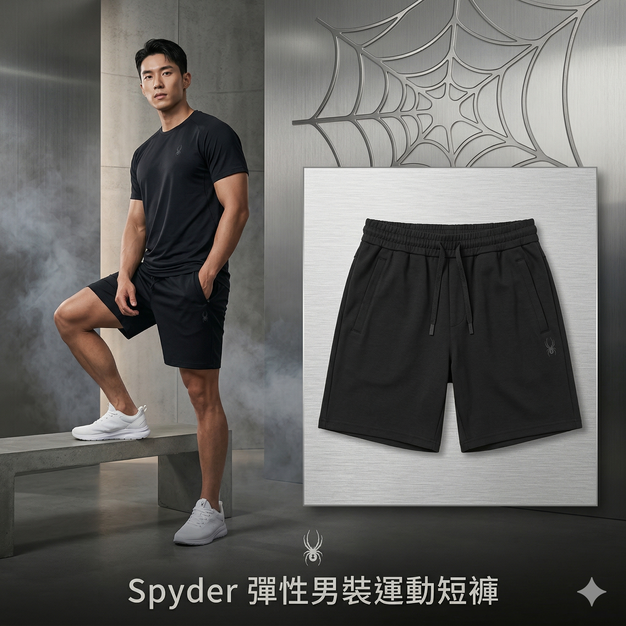 【預購】H040970 Spyder 彈性男裝運動短褲