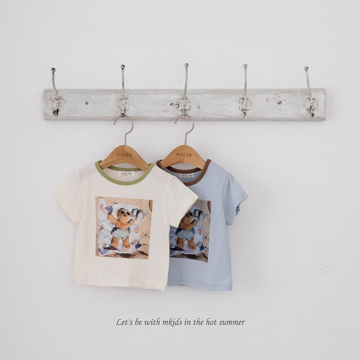 正韓夏mkids 兩色日光浴熊上衣