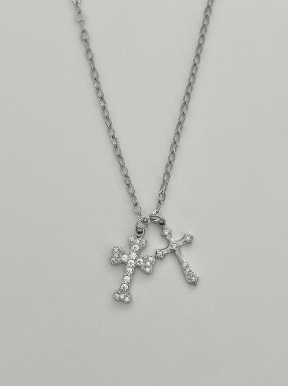 （現貨）韓牌 OFUSE 24 winter - cubic cross necklace 項鍊 OFUSE07