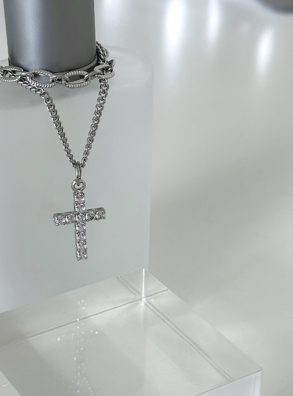 （現貨）韓牌  OFUSE crystal two chain 項鍊 OFUSE09