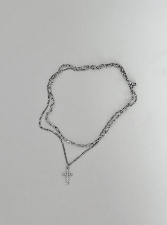 （現貨）韓牌  OFUSE crystal two chain 項鍊 OFUSE09