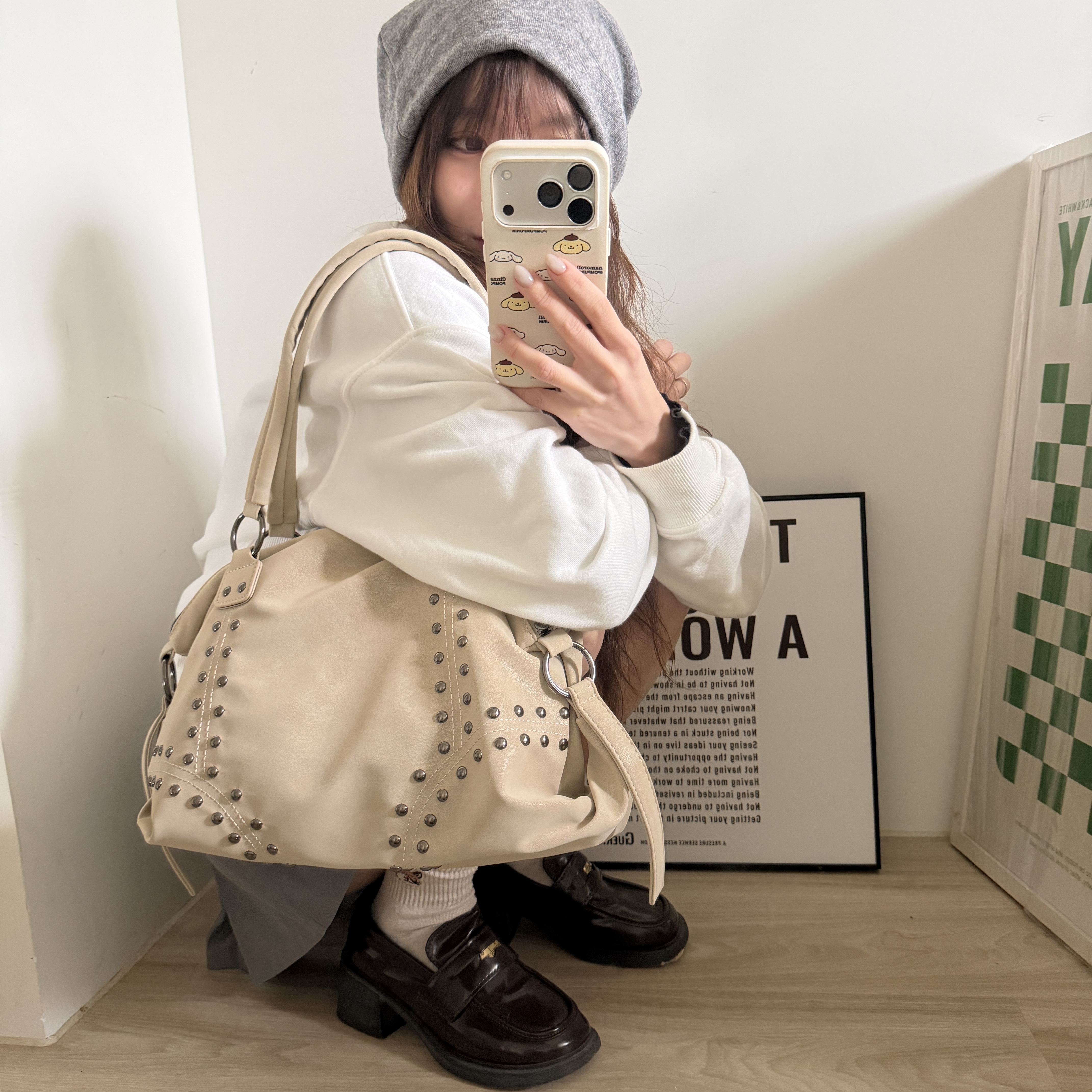 Me.gusta｜Stud Muse 鉚釘鬆弛感肩背包