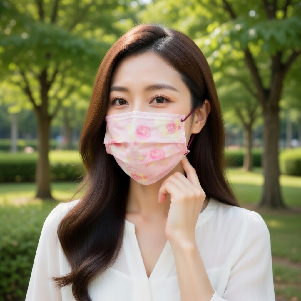 Canuxi 喜慶成人印花口罩 ASTM Level 3 (10片獨立包裝) - 粉紅色