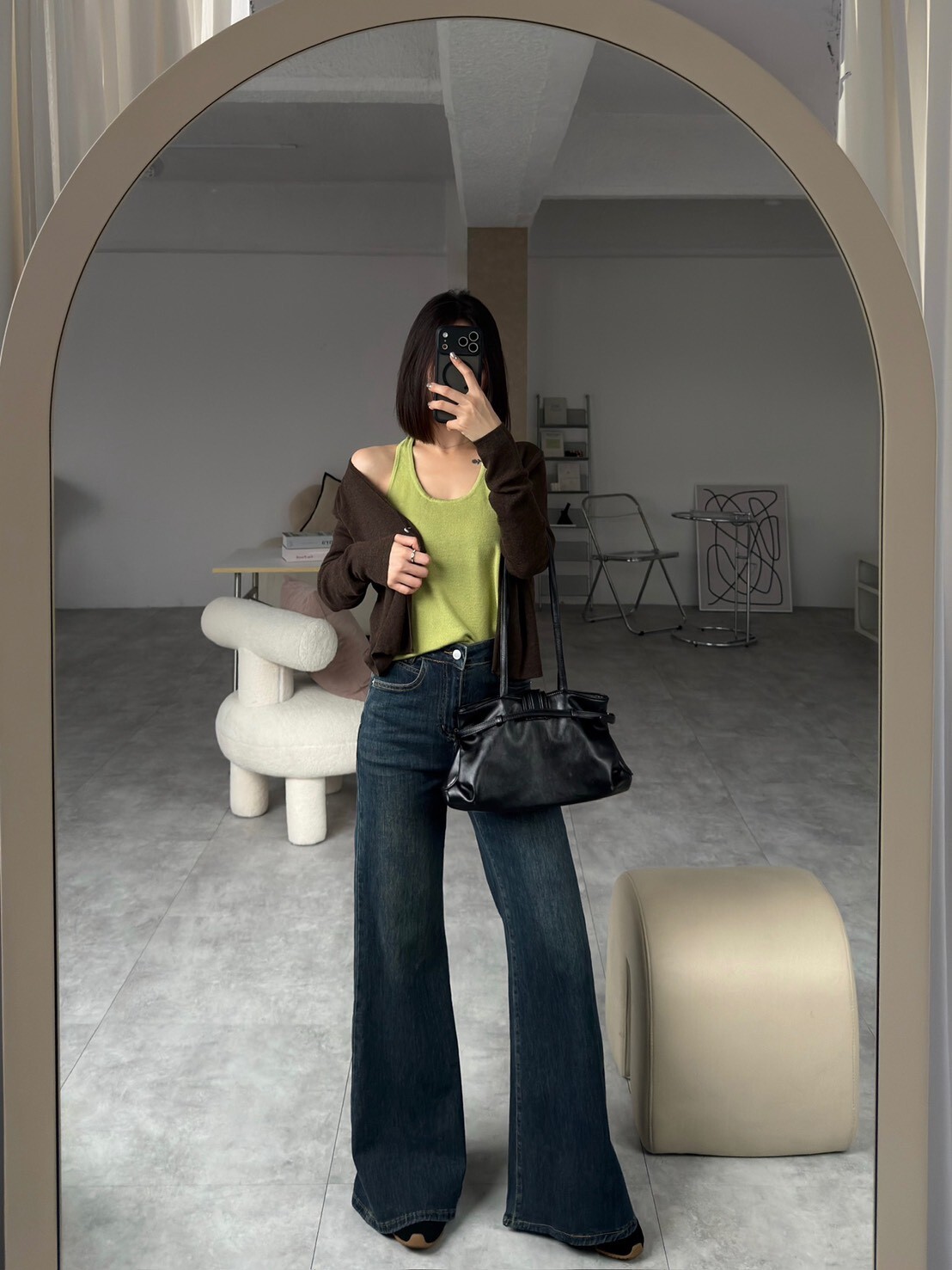 假兩件繞脖針織上衣