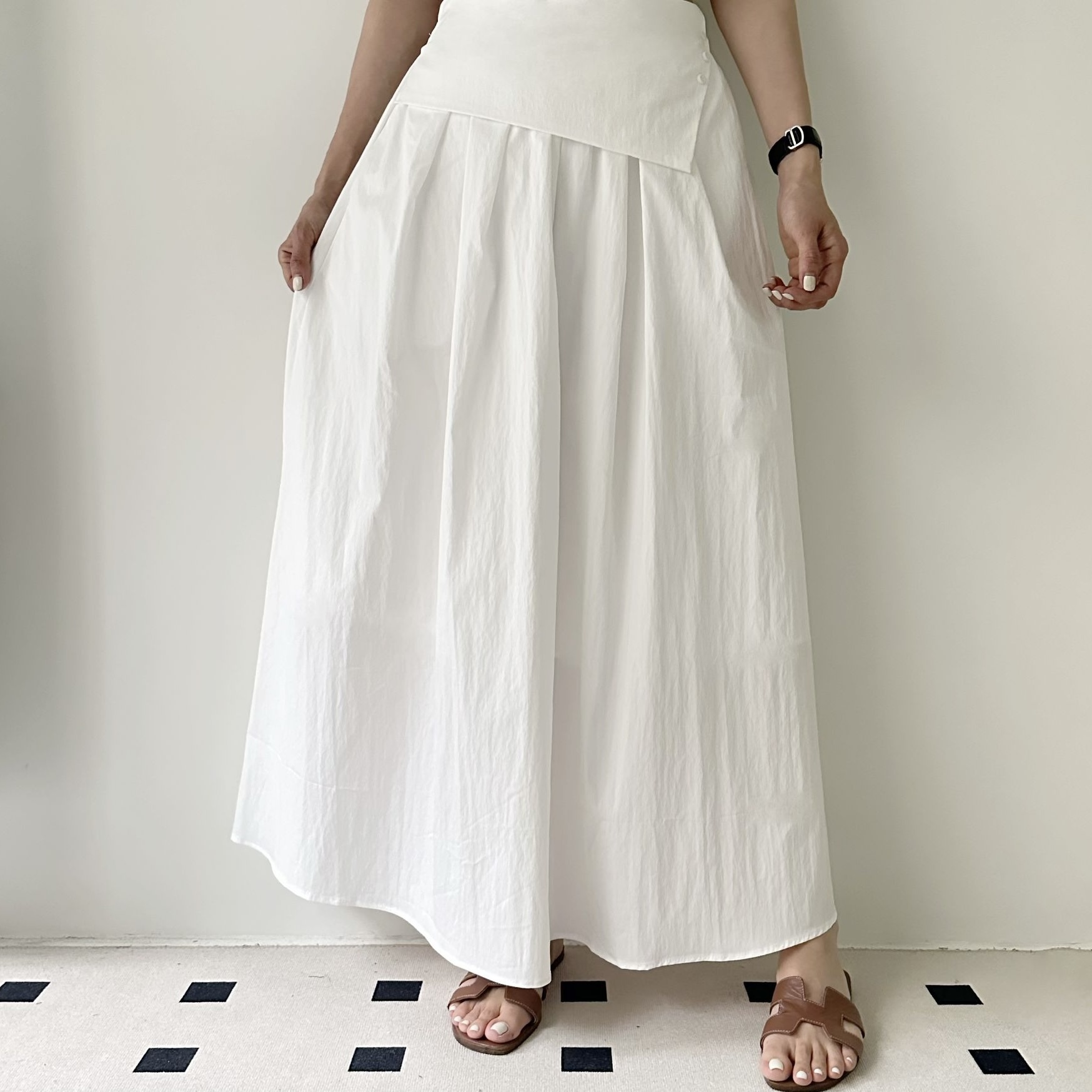 【BONNIE】💚後橡筋腰風衣料長半裙 (E15-E17)