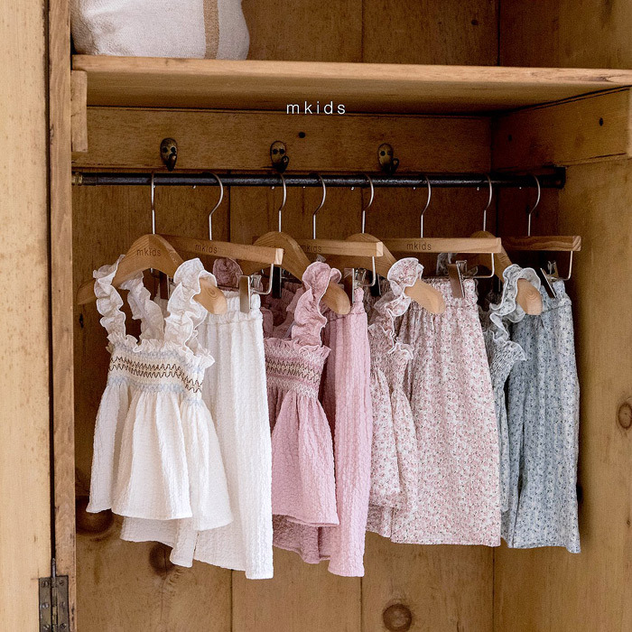 正韓夏mkids 四色浪漫捲捲縮腰套裝