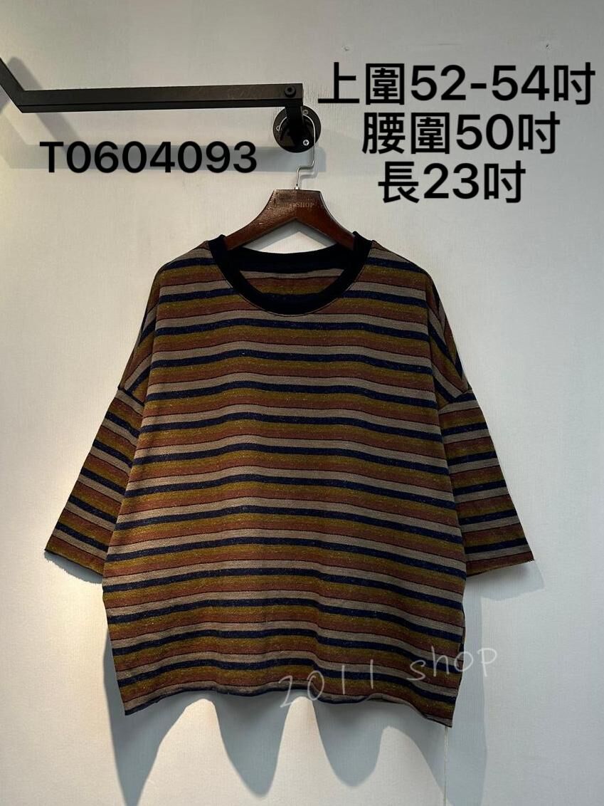 出口日本簡約橫間寬鬆TOP  上圍52-54吋  腰圍50吋 長23吋    T0604093
