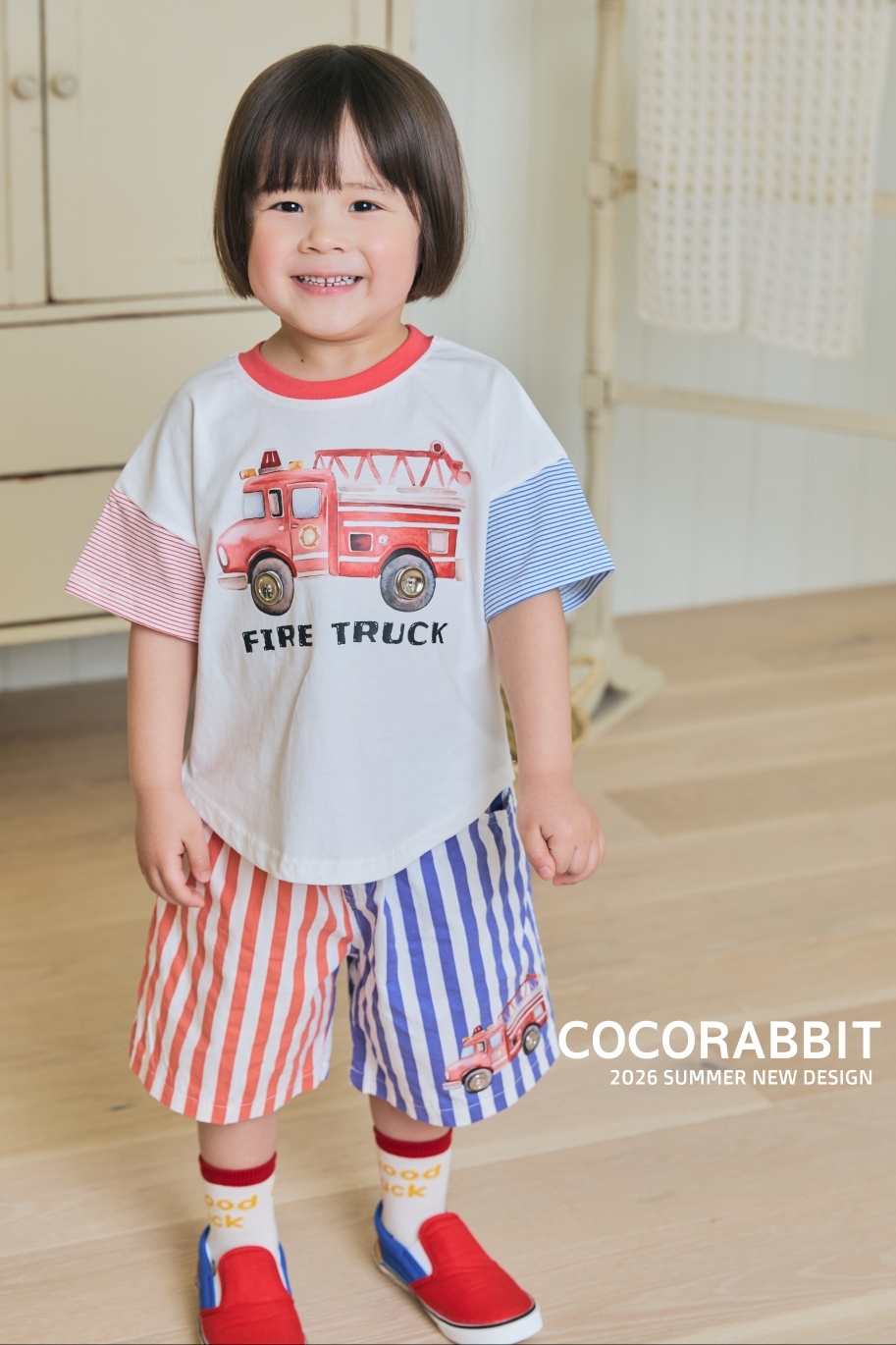韓國🇰🇷COCORABBIT 警車/消防車條紋套裝(S-2XL)