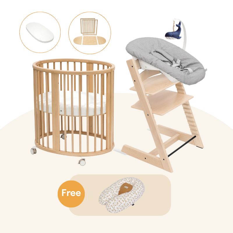 ⭐️Stokke - Tripp Trapp® 櫸木成長椅 & Sleepi™ V3迷你床初生套裝