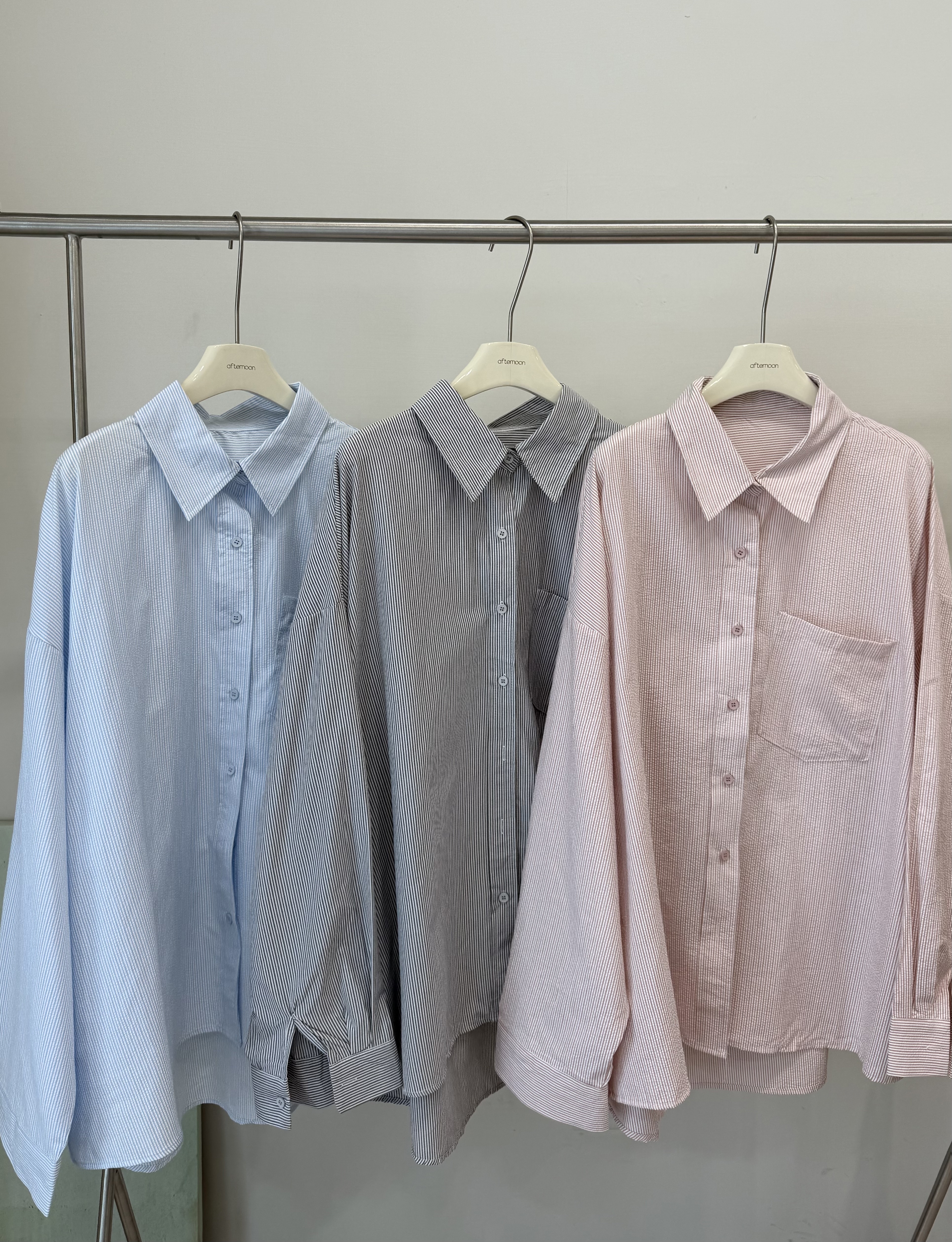 127 春夏細條紋oversize薄襯衫