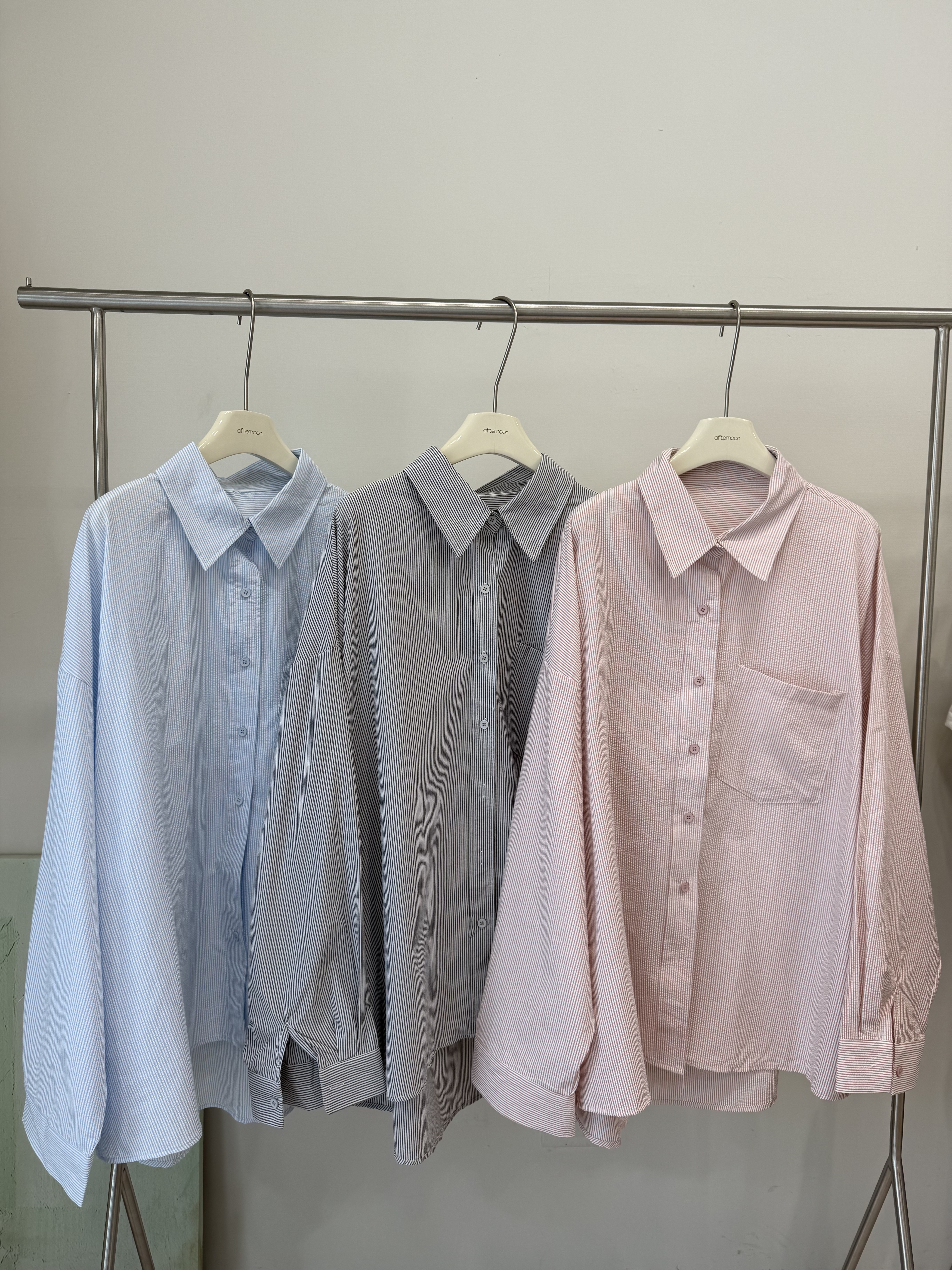 127 春夏細條紋oversize薄襯衫