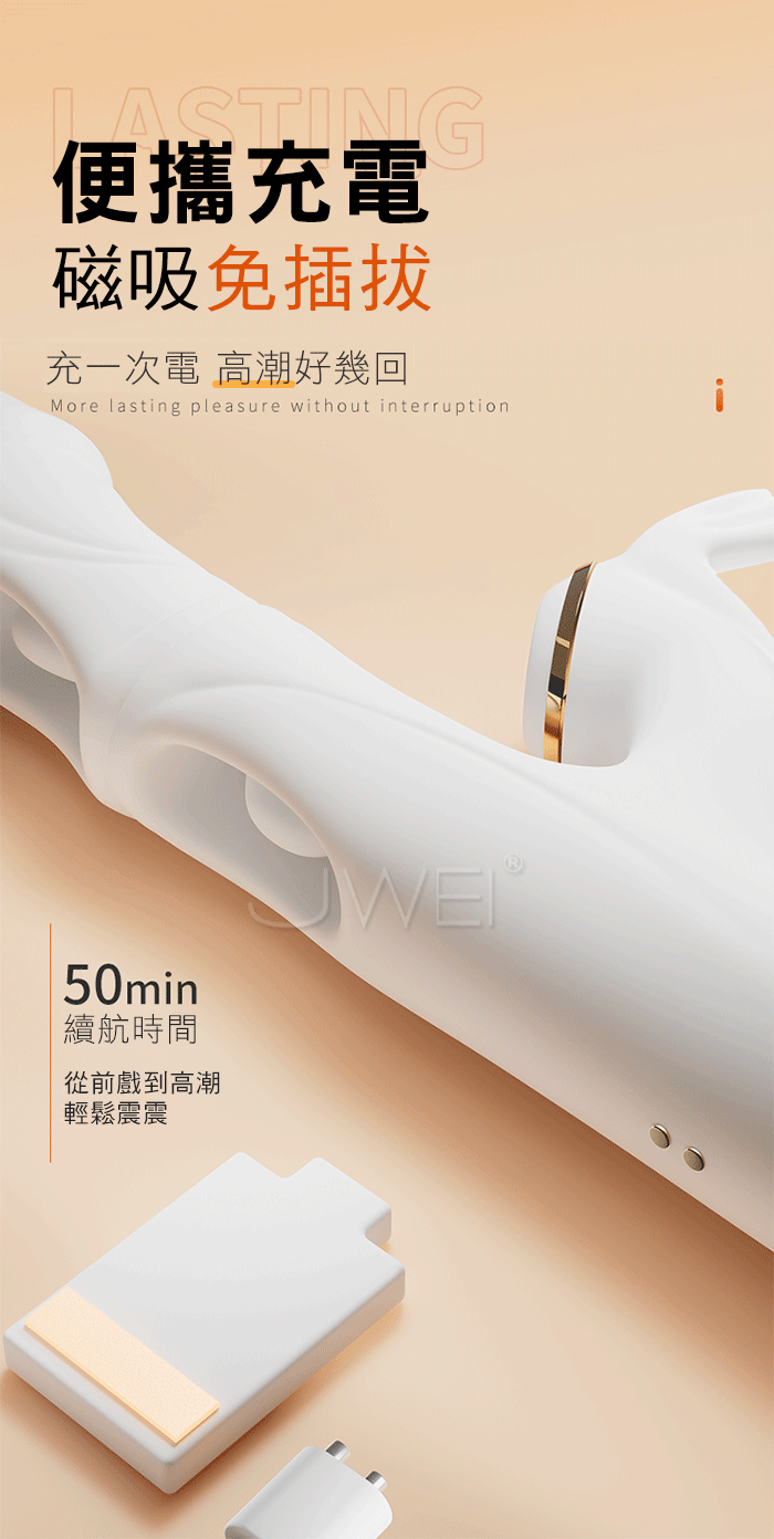 蹺蹺板．10x10x7段 C點吮吸+狂震+雙舌摳動 G穴潮吹加溫按摩翹翹棒【吮吸款-白色】