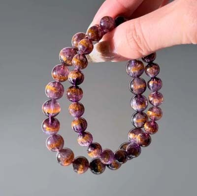 果石嚴選金腰帶紫鈦晶手鍊