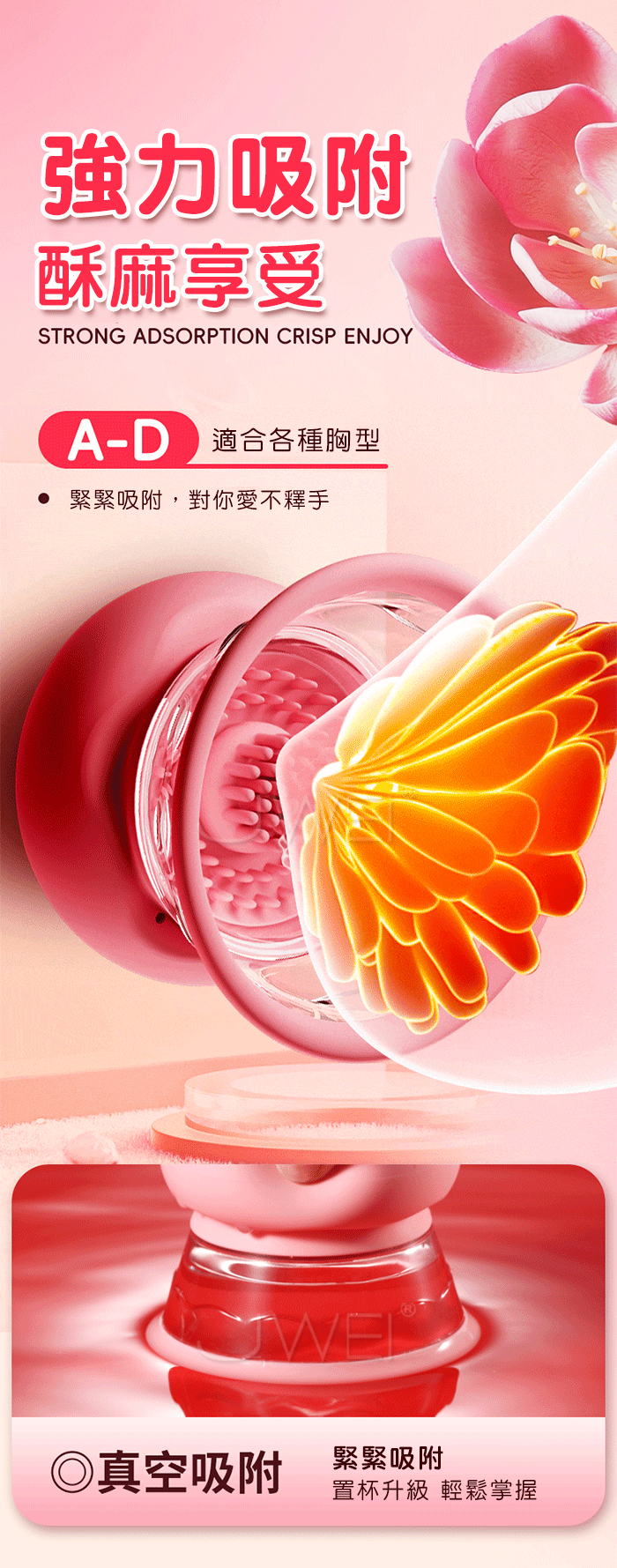 冰淇淋．10頻360度旋轉撩乳 真空吸附肉感顆粒無線乳房按摩器【一對/2入】