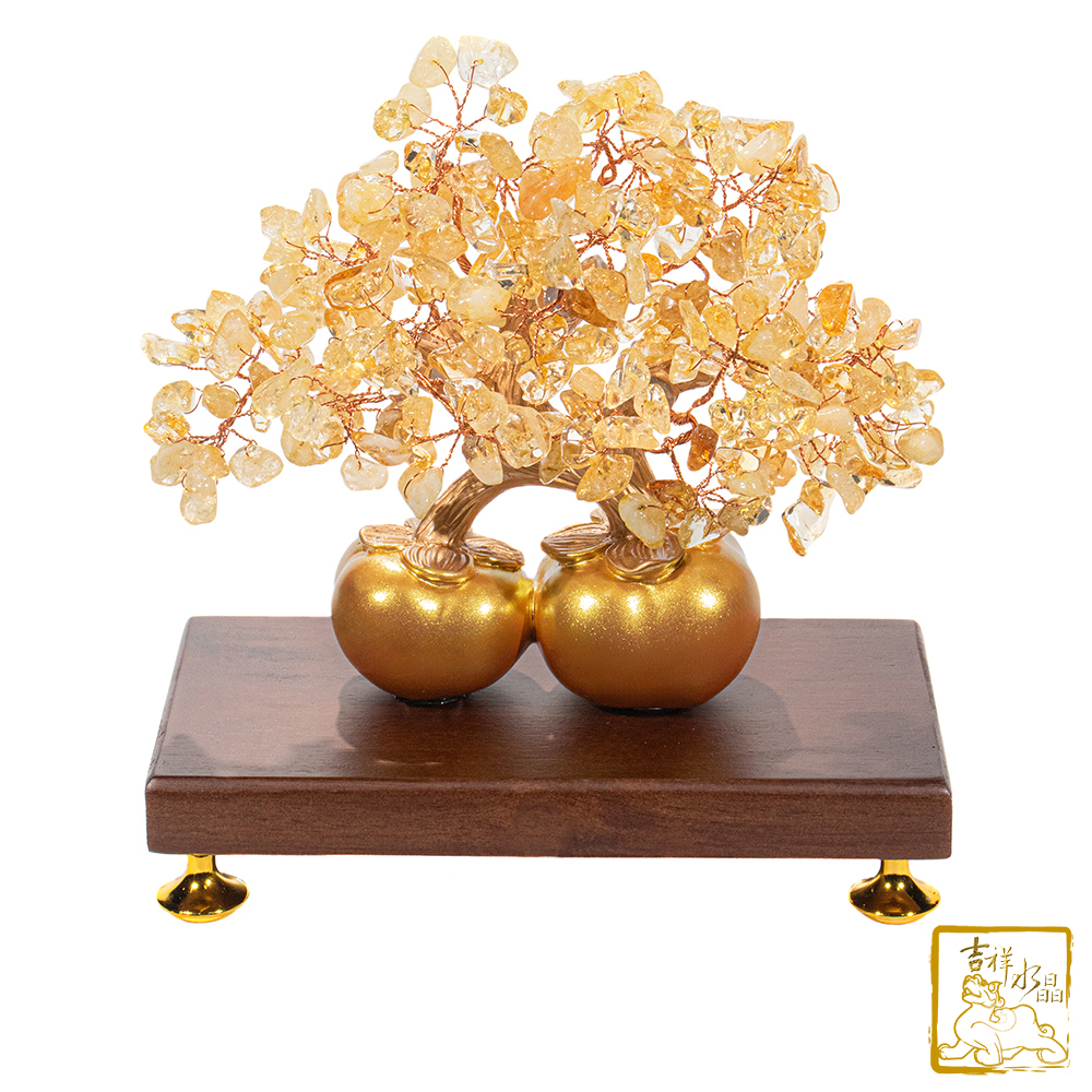 黃水晶好柿成雙發財樹 835g 好事連連